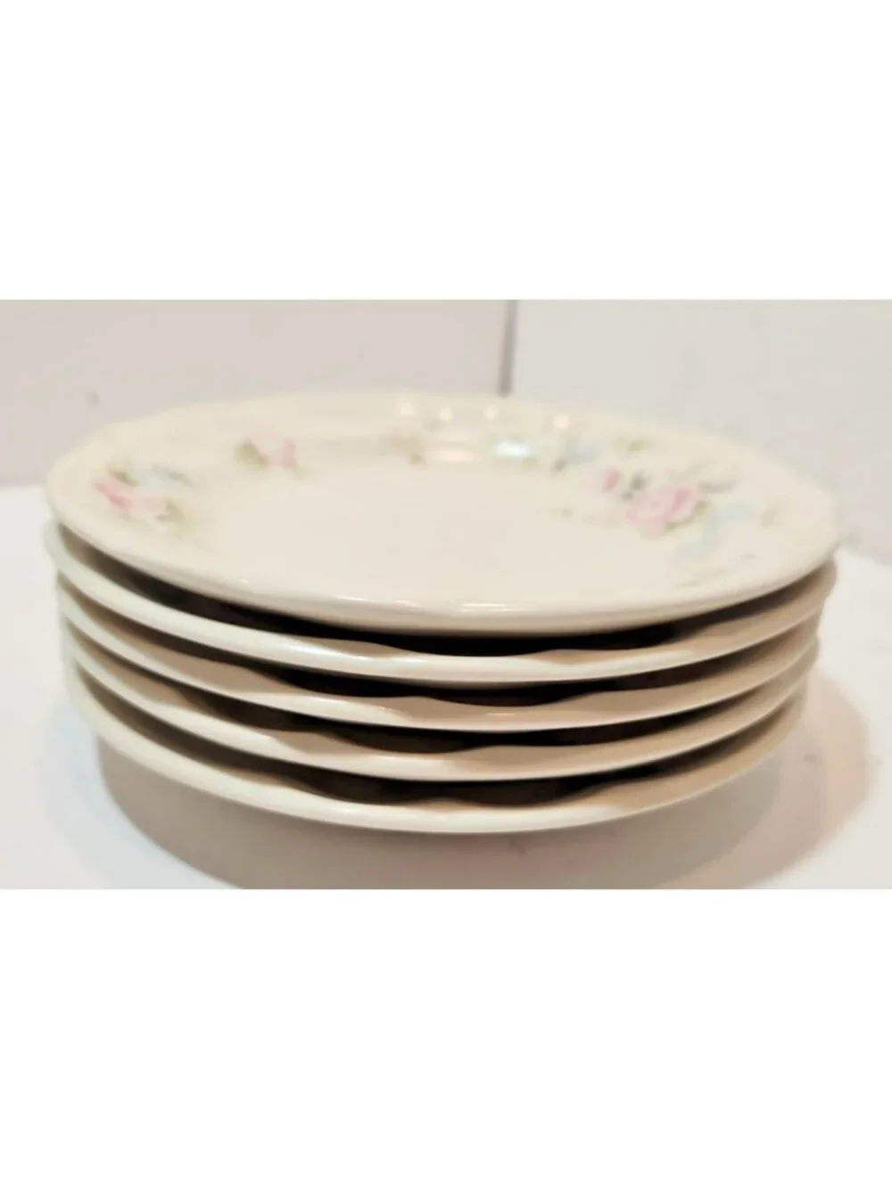 Vtg Pfaltzgraff Tea Rose Stoneware Salad Plates Set of 5 USA Made 7.25